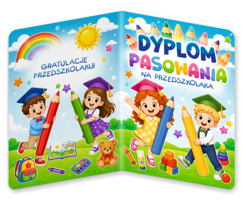 Dyplom: Pasowanie na Przedszkolaka - wzór 6 (składany, format A5)