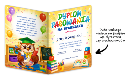 Dyplom: Pasowanie na Starszaka - wzór 2 (składany, format A4+)