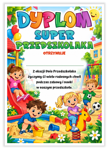 Dyplom: Dzień Przedszkolaka (format A5 wzór 4)