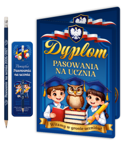 Zestaw: Pasowanie na Ucznia - wzór 2 (dyplom + ołówek z gumką)