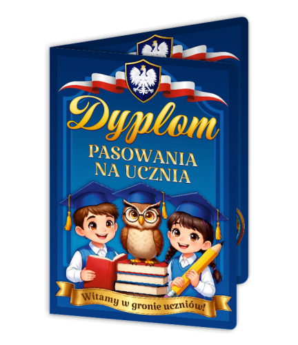 Zestaw: Pasowanie na Ucznia - wzór 2 (dyplom + ołówek z gumką)