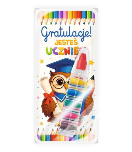 Upominek Pasowanie na Ucznia - Kredka Wielokolorowa (wzór 1)