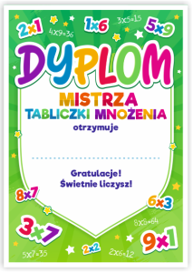 Dyplom: Mistrza Tabliczki Mnożenia (format A5)