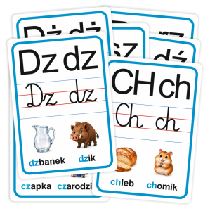 Plansze edukacyjne "Dwuznaki" - wzór 2 (zestaw 7 kart A4)