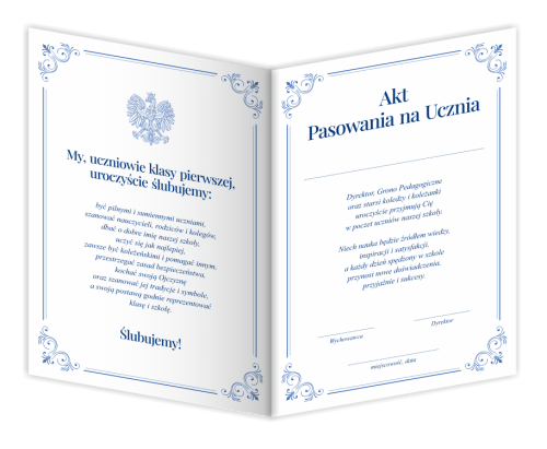 Dyplom: Akt Pasowania na Ucznia - wzór 2 (składany, format A4+)