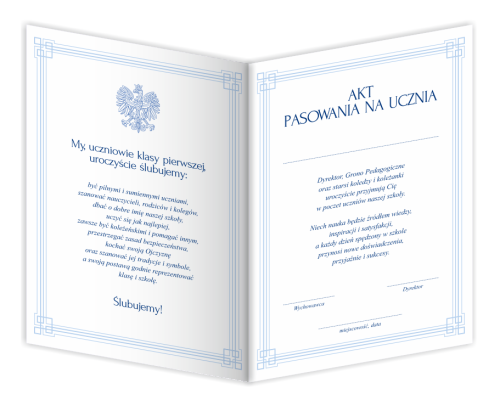 Dyplom: Akt Pasowania na Ucznia - wzór 3 (składany, format A4+)
