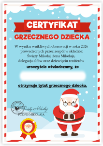 Dyplom: Certyfikat Grzecznego Dziecka (wzór 1)