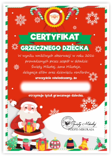 Dyplom: Certyfikat Grzecznego Dziecka (wzór 2)