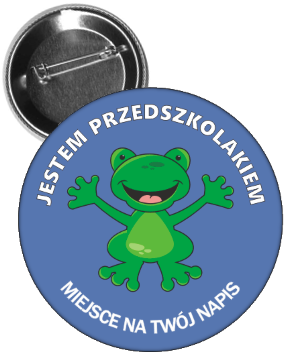 Przypinka jestem przedszkolakiem żabka