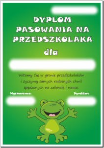 Dyplom: Pasowania na Przedszkolaka (Żabka)