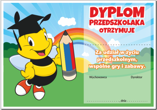 Dyplom przedszkolaka z pszczołą