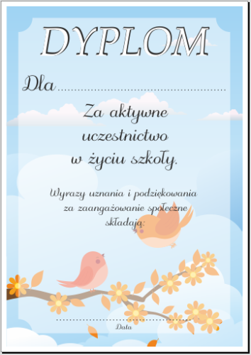 Dyplom podziękowania