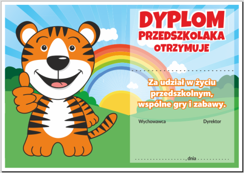 Dyplom przedszkolaka z tygryskiem