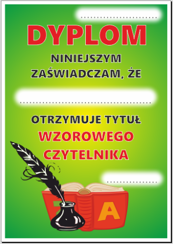 Dyplom wzorowego czytelnika.