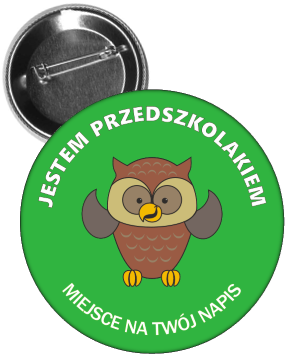 Przypinka jestem przedszkolakiem sowa