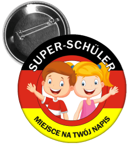 Przypinka dla dzieci w języku niemieckim.
