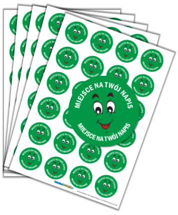 naklejki uśmiechy buźki zielone z własnym napisem