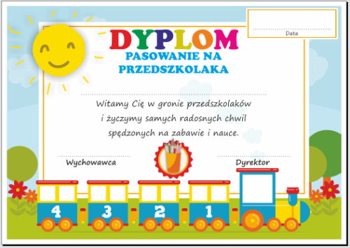dyplom pasowania na przedszkolaka