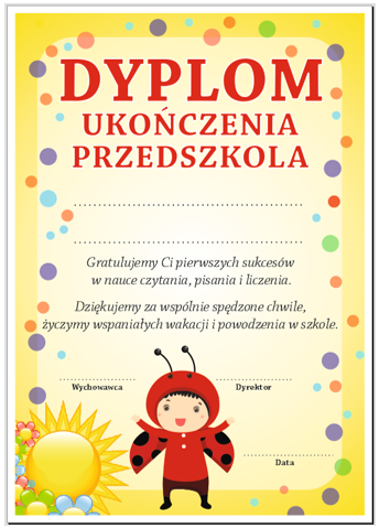 Dyplom ukończenia przedszkola 