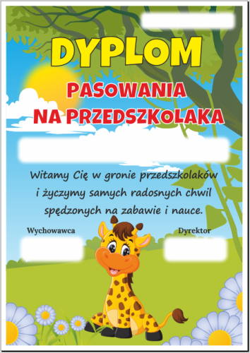 Dyplom Pasowania na przedszkolaka - Żyrafa