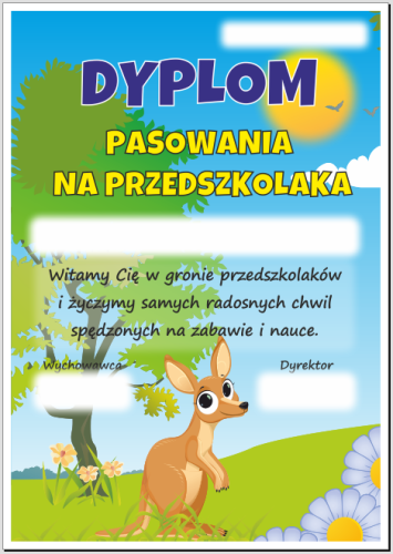 Dyplom pasowania na przedszkolaka (Kangur)