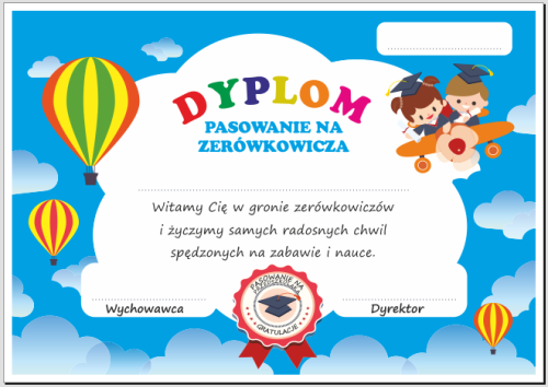 Dyplom pasowania na zerówkowicza