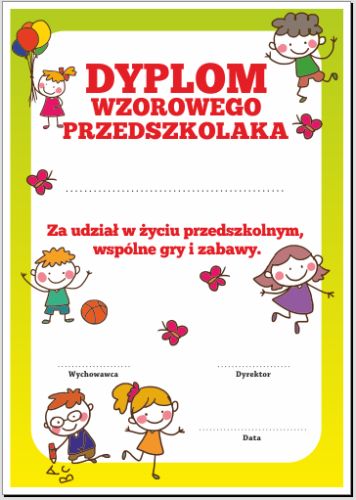 Dyplom wzorowego przedszkolaka
