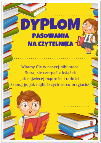 DYPLOM PASOWANIA NA CZYTELNIKA 