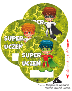 Naklejki "Superuczeń 1" (60mm, 12 szt.)