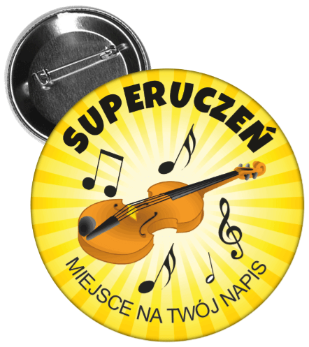 Przypinka z elementami muzycznymi.