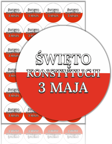 Naklejki Święto Konstytucji 3 Maja(40mm, 24szt.)