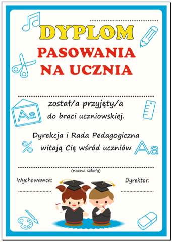 Dyplom pasowania na ucznia dzieci 