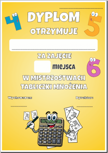dyplom mistrz tabliczki mnożenia