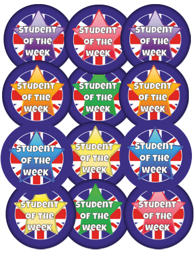 zestaw 12 przypinek student of the week