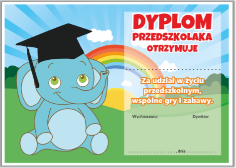 Dyplom przedszkolaka - słonik