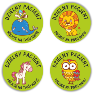 Naklejki "Dzielny Pacjent (7)" (40mm, 120 szt.) + nazwa szkoły/przedszkola/firmy