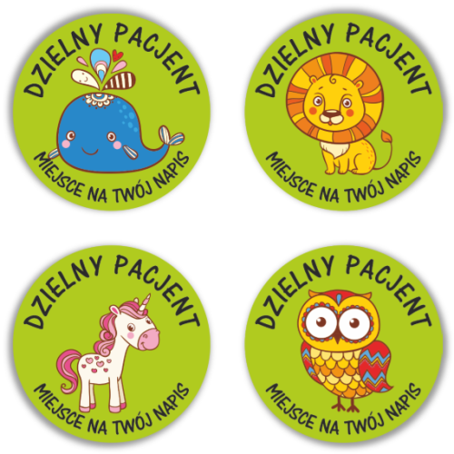 Naklejki "Dzielny Pacjent (7)" (40mm, 120 szt.) + nazwa szkoły/przedszkola/firmy