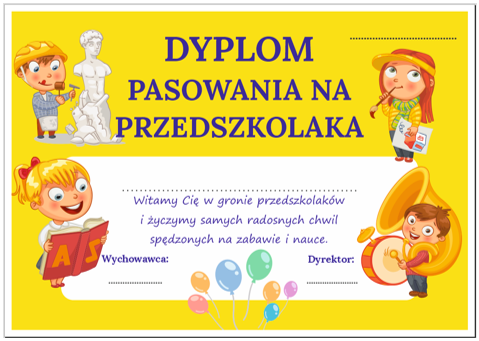 Dyplom pasowania na przedszkolaka