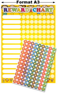 Tablica Pochwał  "Reward Chart" (j. angielski) + naklejki