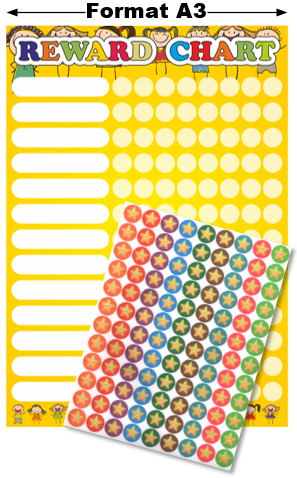 Tablica Pochwał  "Reward Chart" (j. angielski) + naklejki