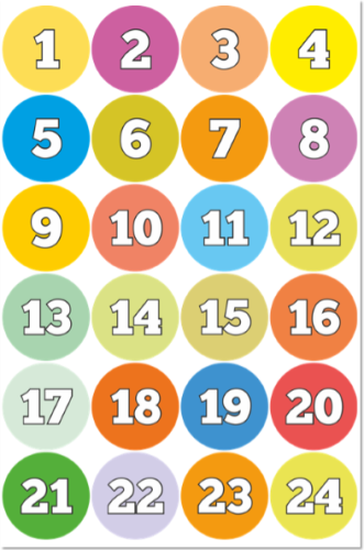 Naklejki do szatni zestaw 7 (40mm, 24 naklejki)