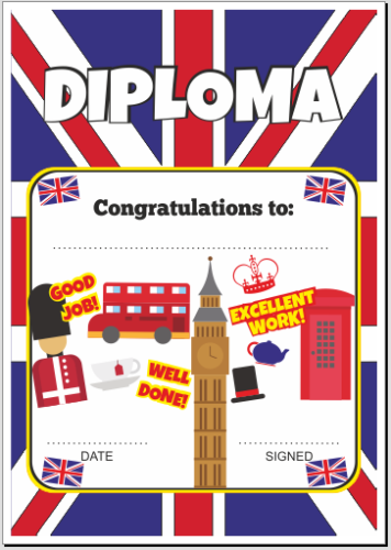 Dyplom z elementami angielskimi.