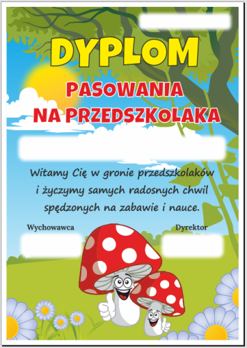 Dyplom pasowania na przedszkolaka (Muchomorki)