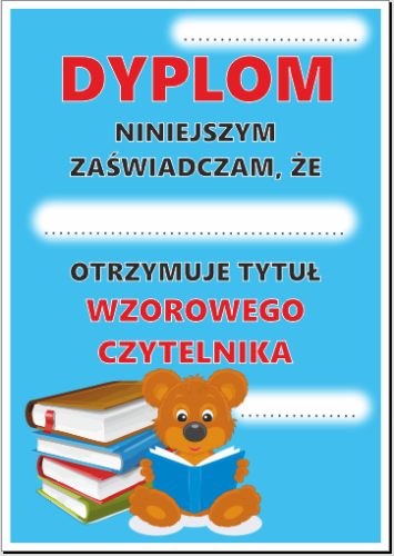 Dyplom wzorowego czytelnika. 