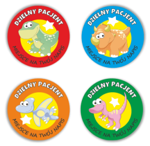 Naklejki "Dzielny Pacjent (9)" (40mm, 120 szt.) + nazwa szkoły/przedszkola/firmy
