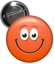 przypinka buźka czerwona