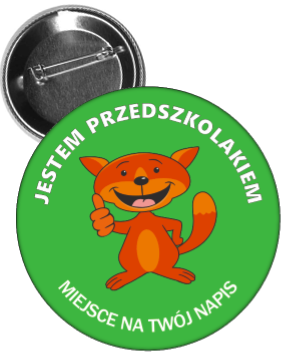 Przypinka jestem przedszkolakiem lisek