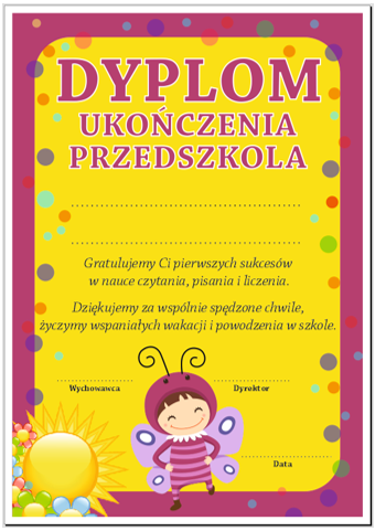 Dyplom ukończenia przedszkola