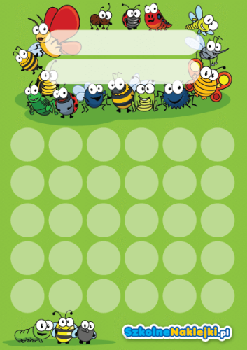 karta motywacyjna na naklejki dla dzieci