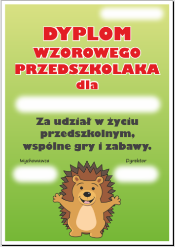 Dyplom wzorowego przedszkolaka